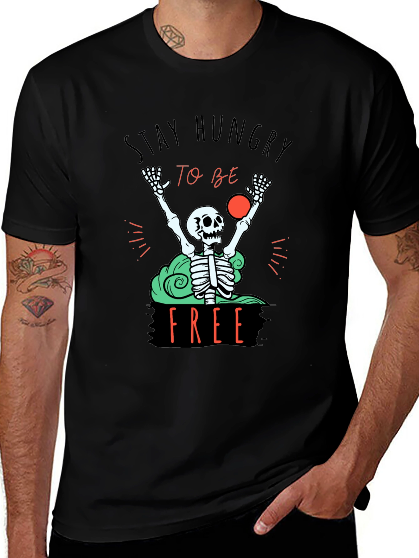 Stay Hungry T-Shirt - Skeleton Graphic Tee