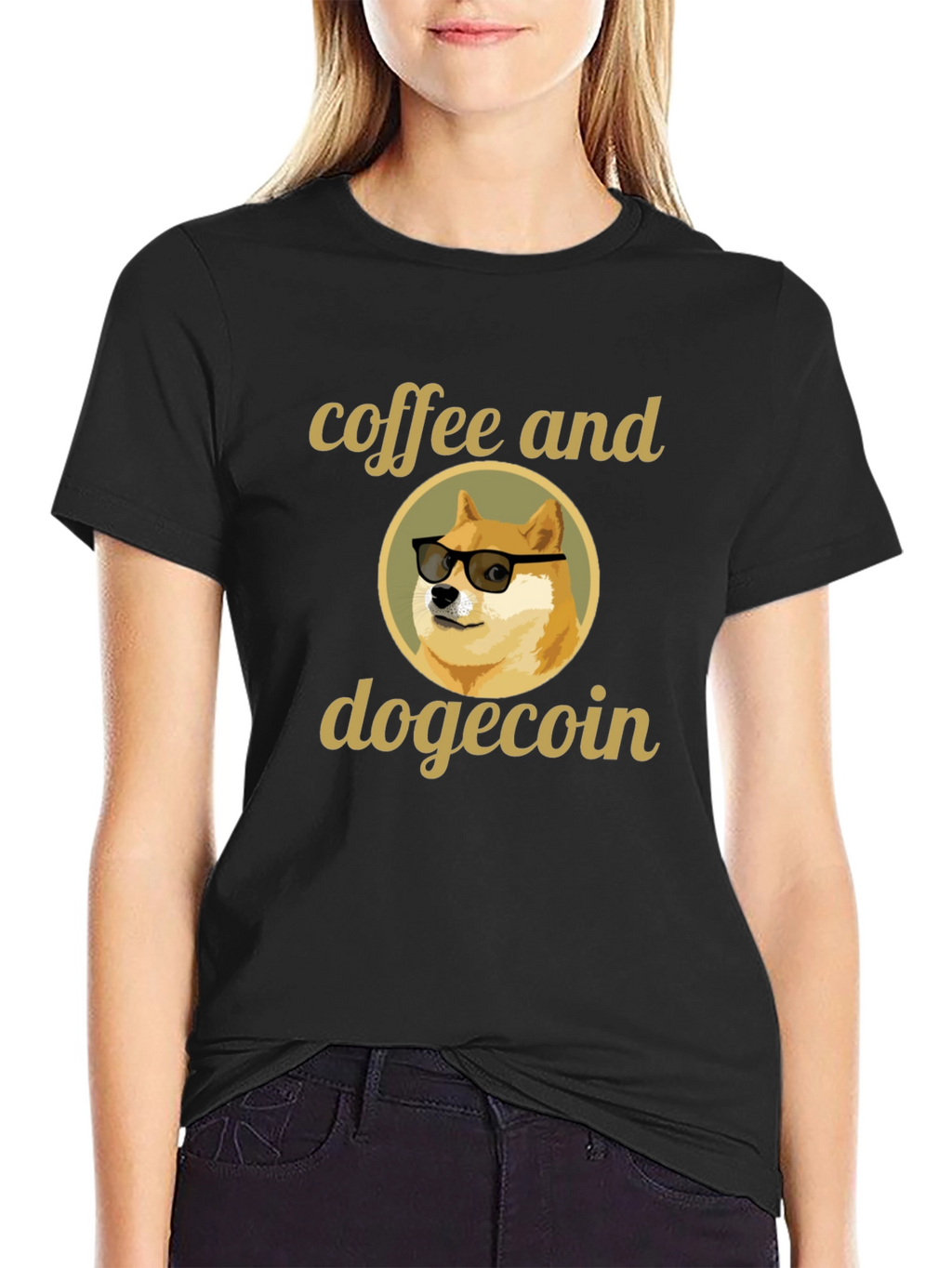 Coffee and Dogecoin Graphic T-Shirt