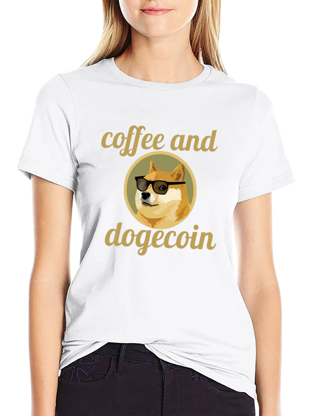 Coffee and Dogecoin Graphic T-Shirt