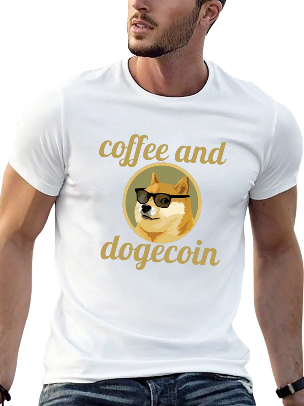 Coffee and Dogecoin Graphic T-Shirt