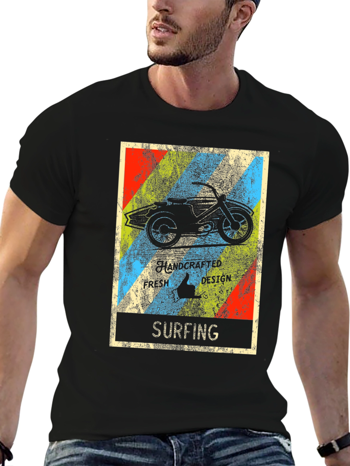 Surfing Motorcycle Graphic T-Shirt