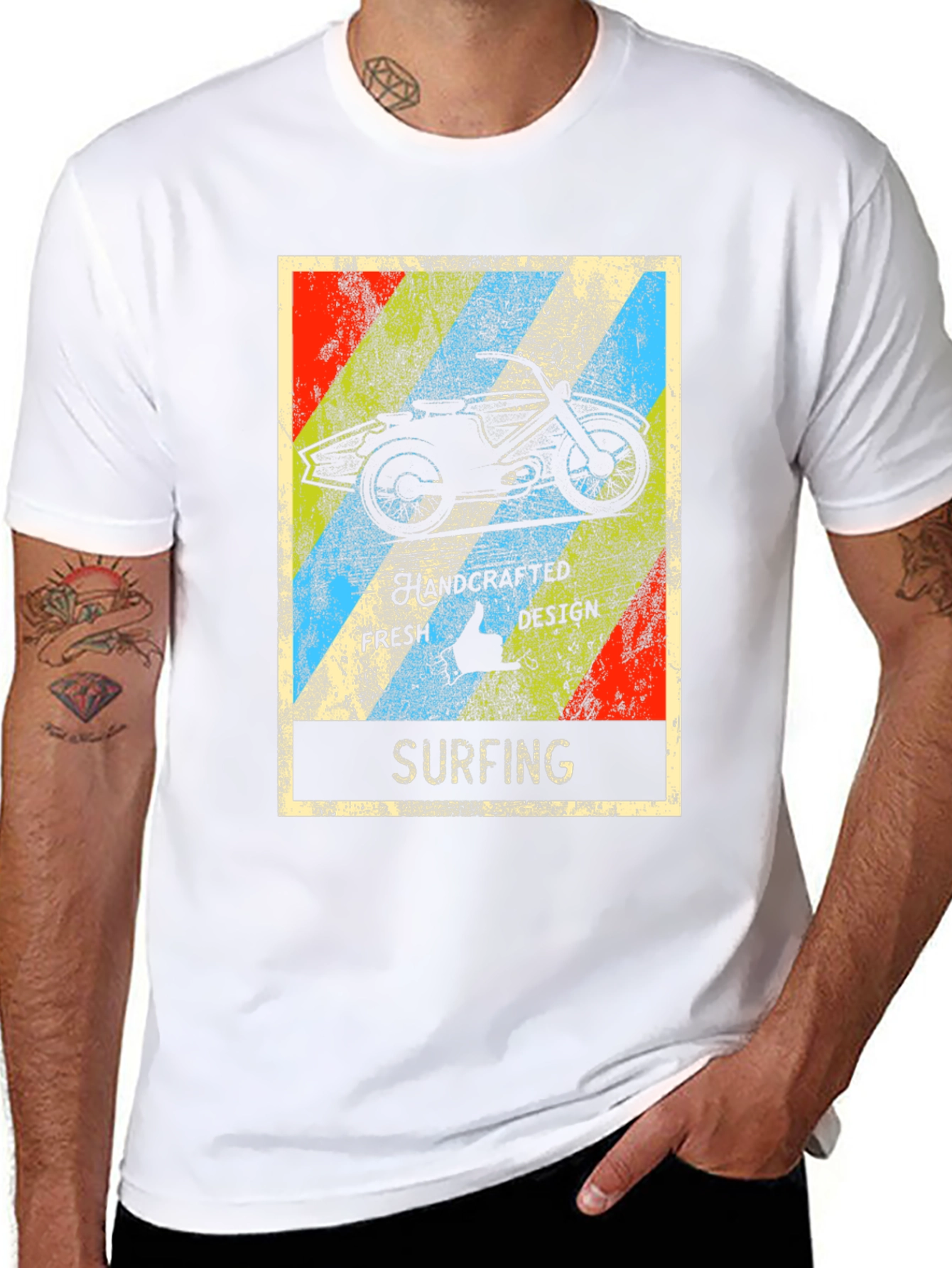 Surfing Motorcycle Graphic T-Shirt