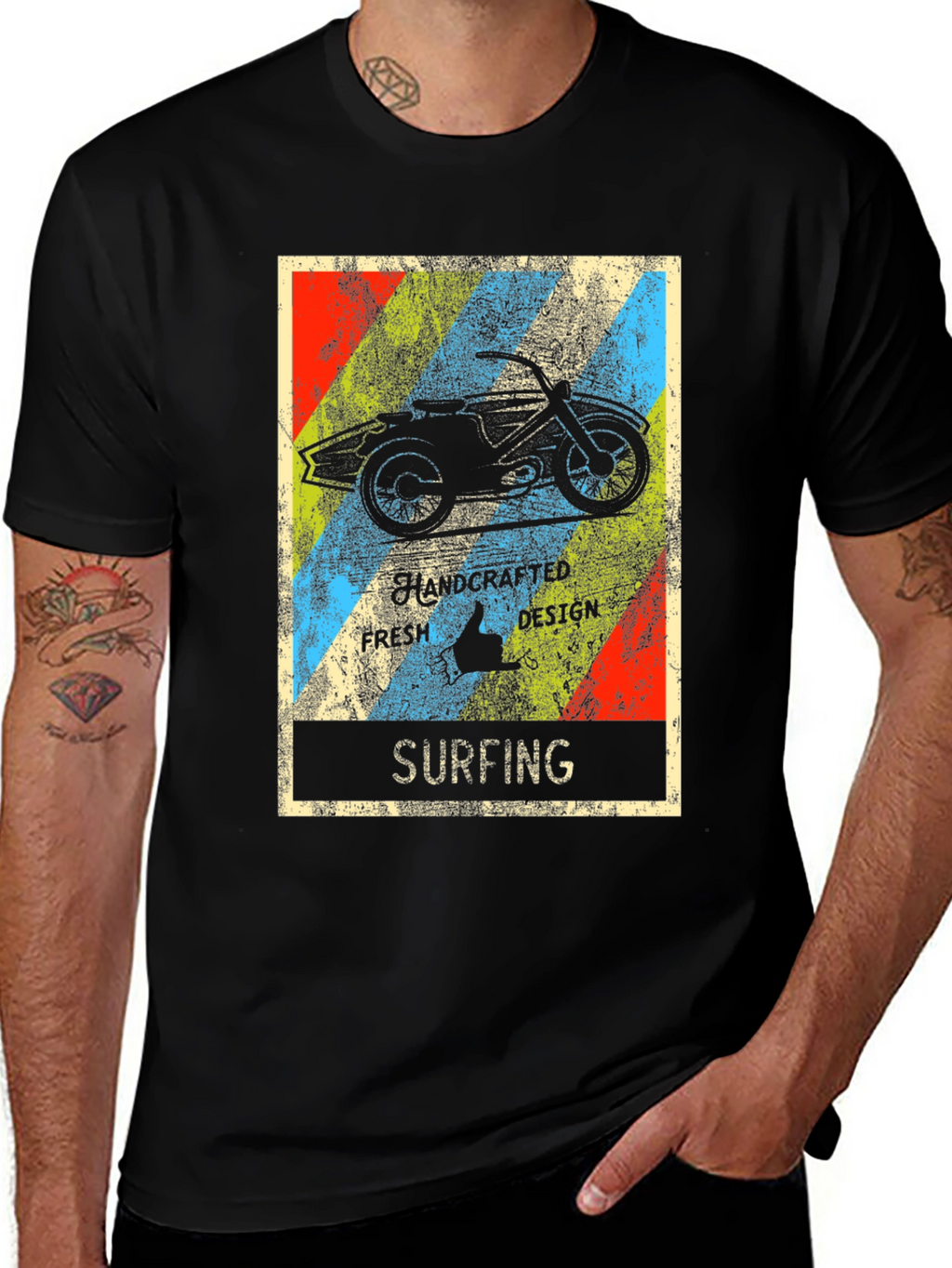 Surfing Motorcycle Graphic T-Shirt