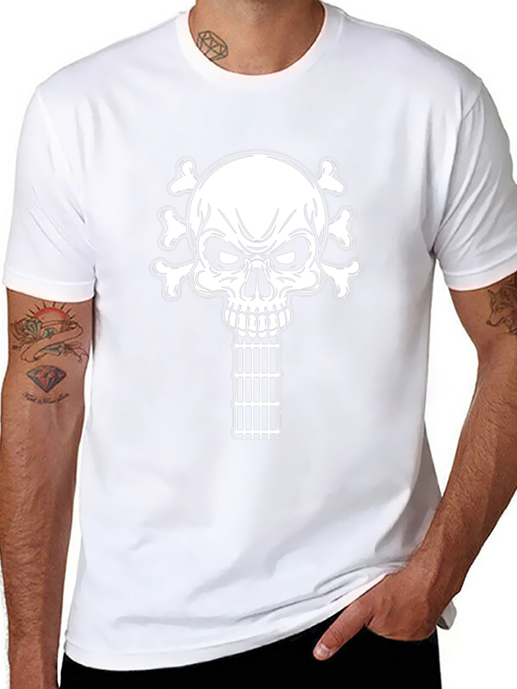 Skull & Bones Guitar Cage T-Shirt - Black