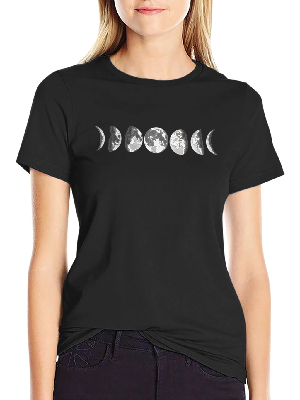 Lunar Phase Graphic Tee - Black