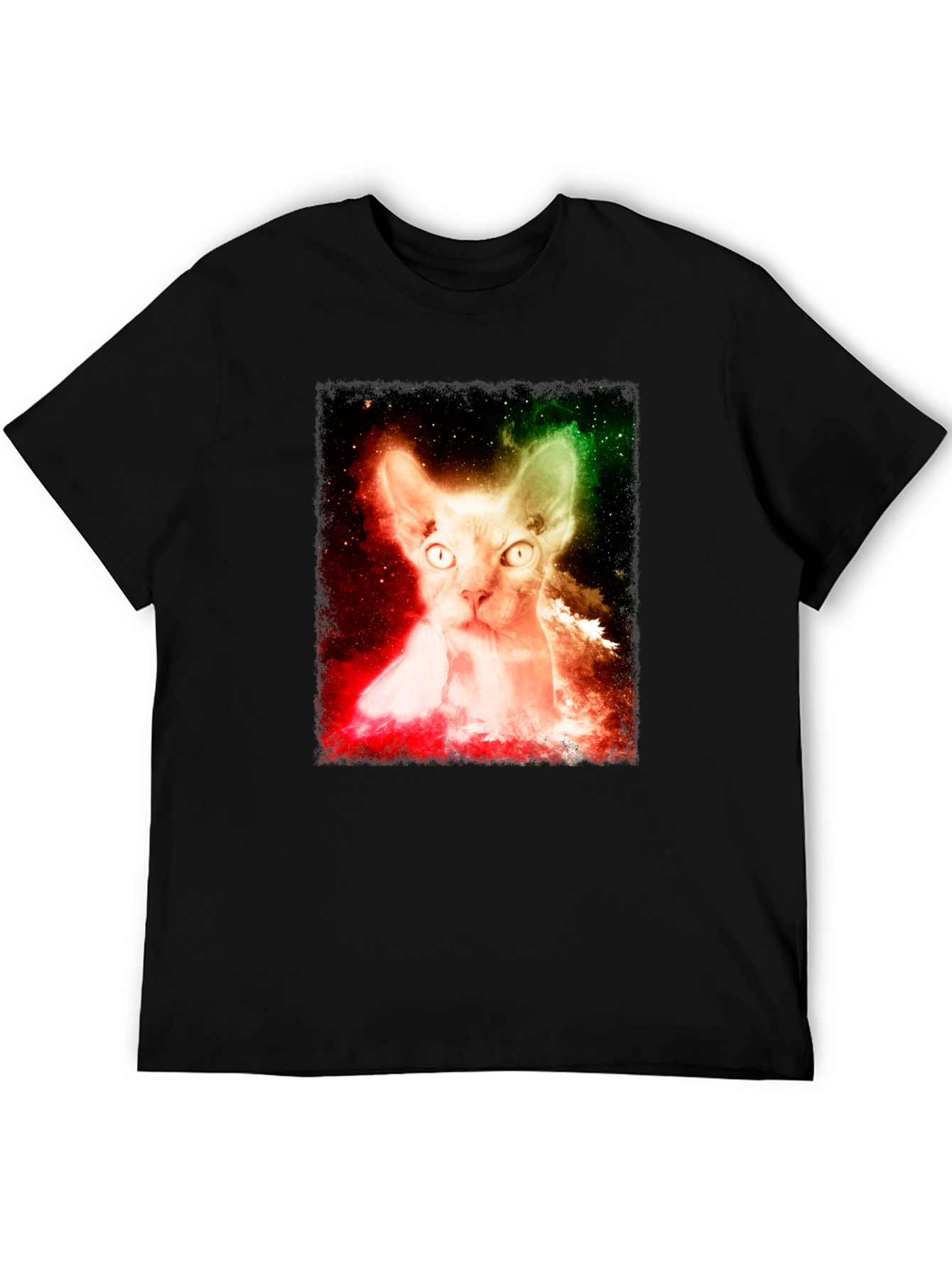Cosmic Cat Graphic Tee - Space Galaxy Sphynx T-Shirt