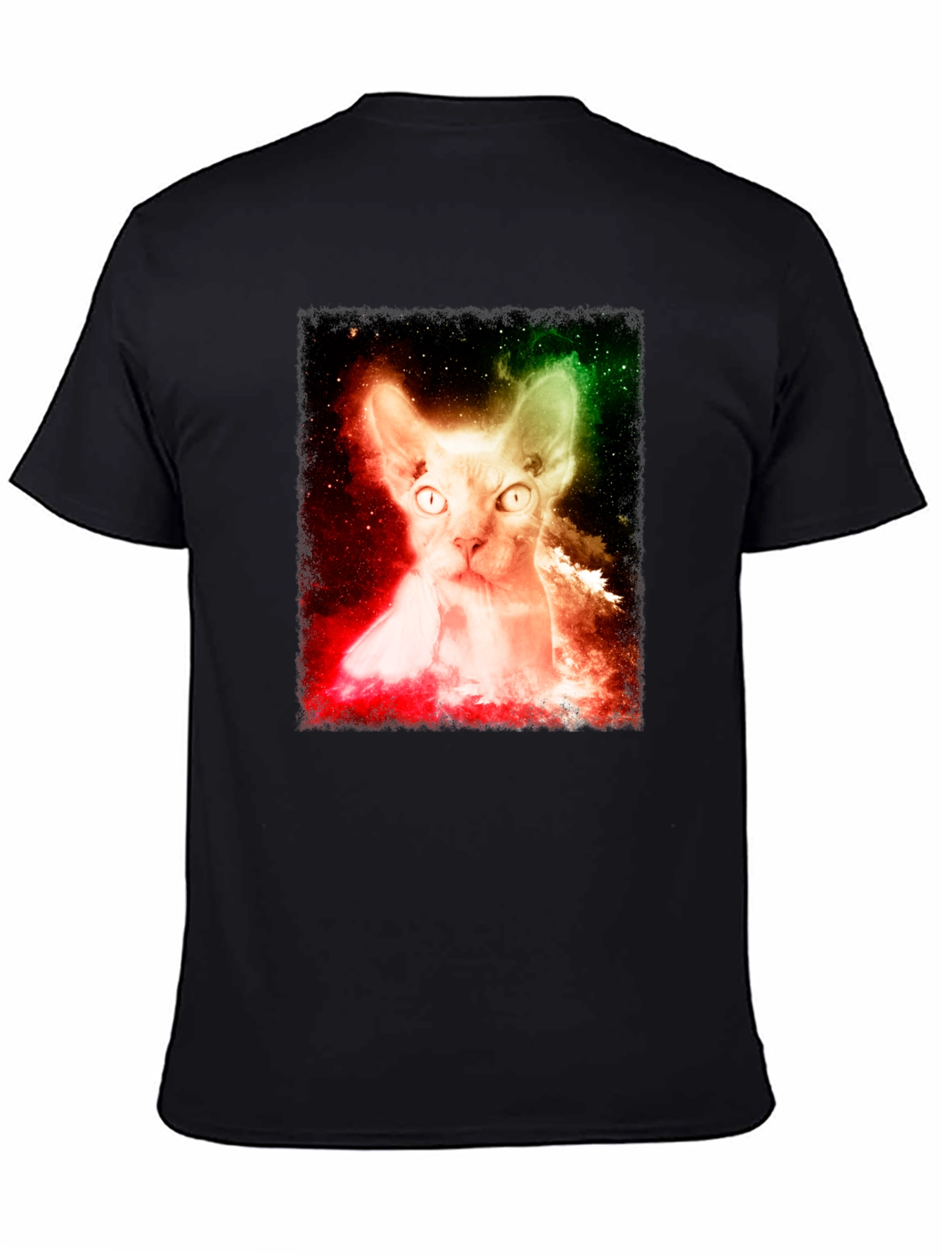 Cosmic Cat Graphic Tee - Space Galaxy Sphynx T-Shirt