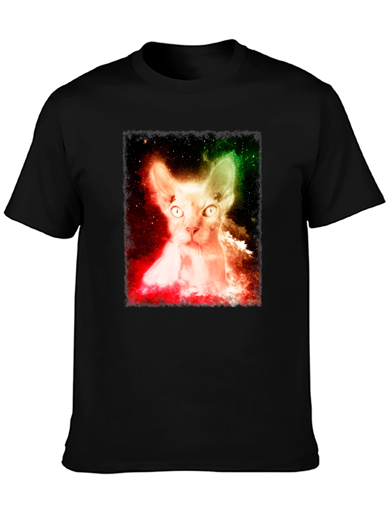 Cosmic Cat Graphic Tee - Space Galaxy Sphynx T-Shirt