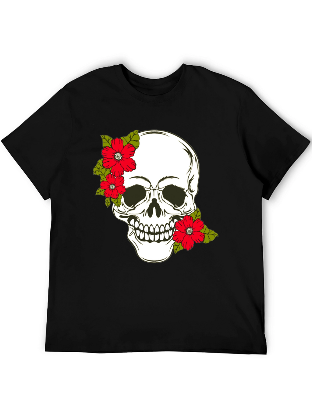 Skull & Floral Graphic Print Tee