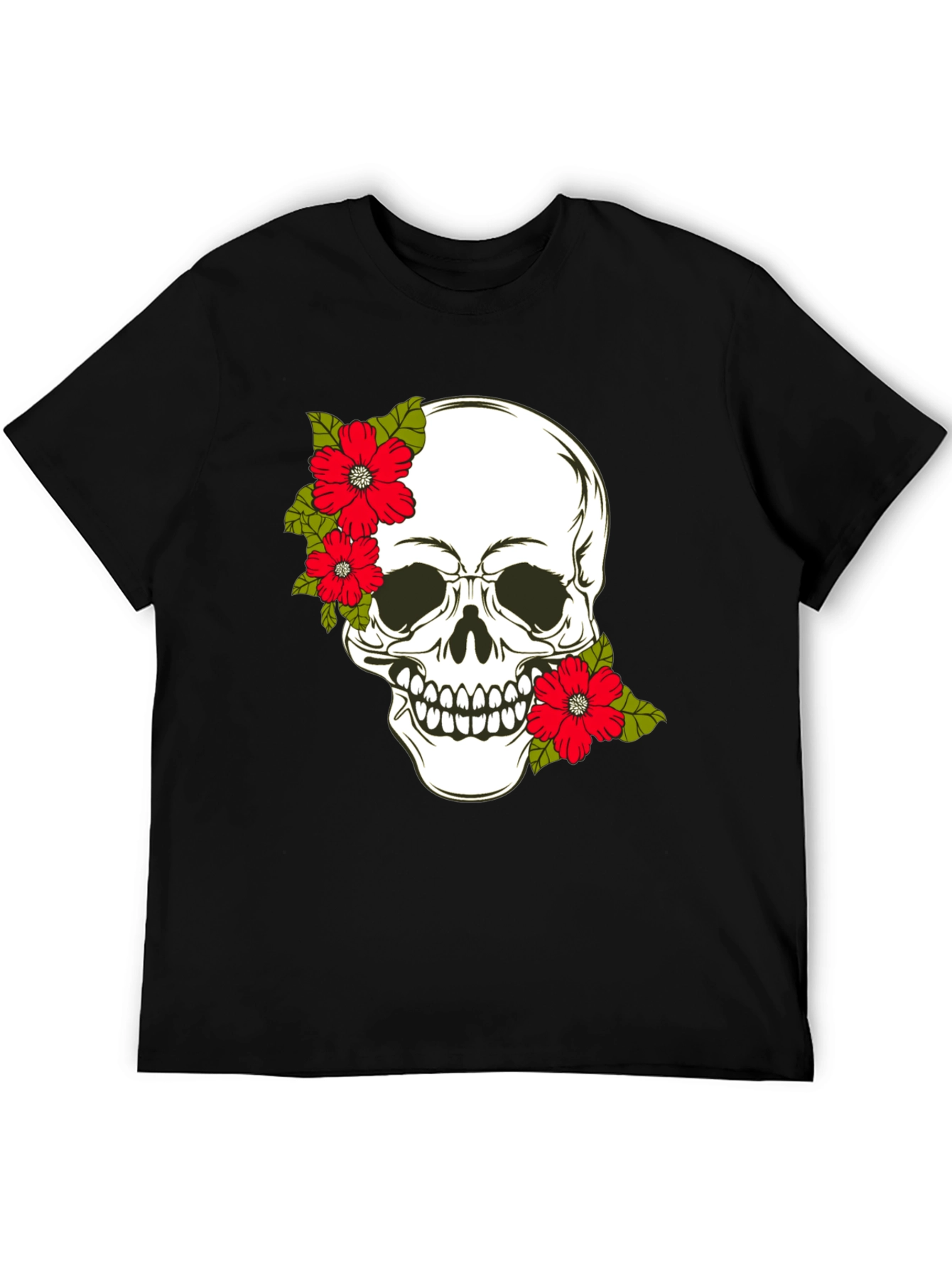 Skull & Floral Graphic Print Tee