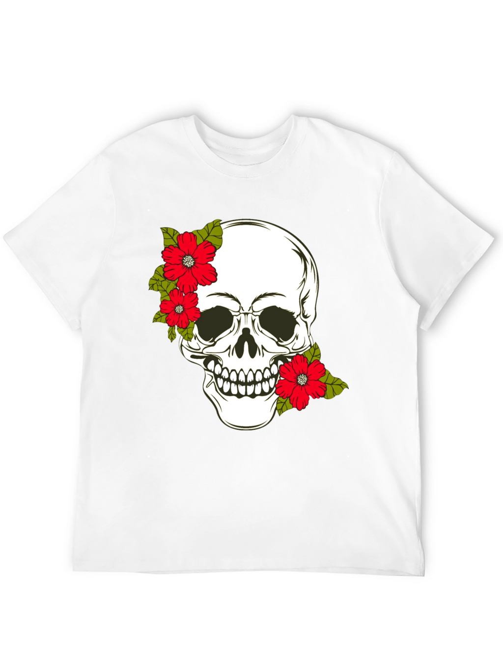 Skull & Floral Graphic Print Tee