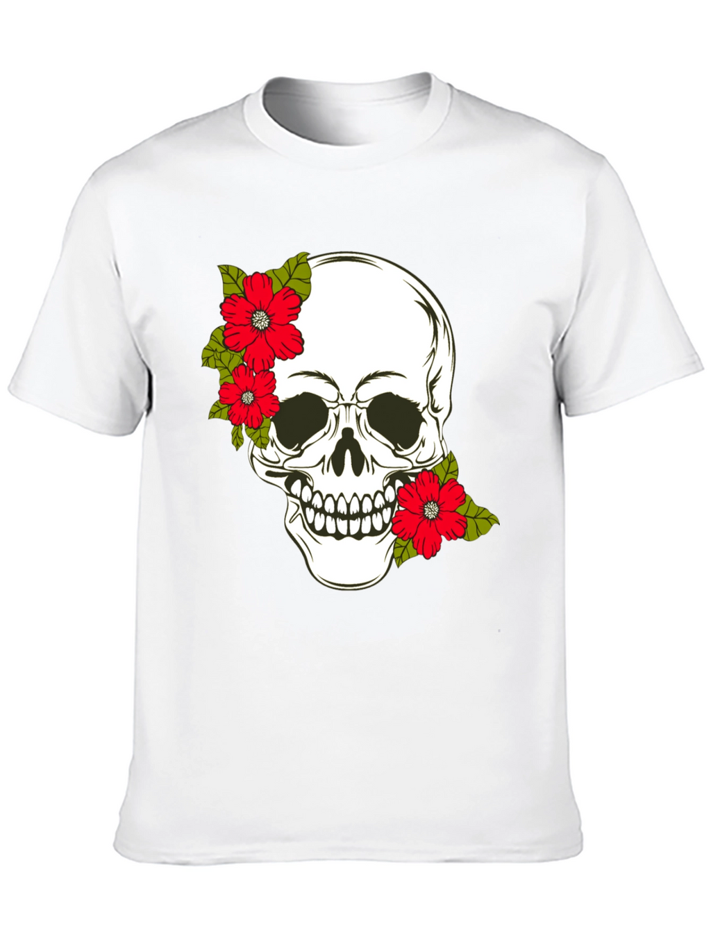 Skull & Floral Graphic Print Tee