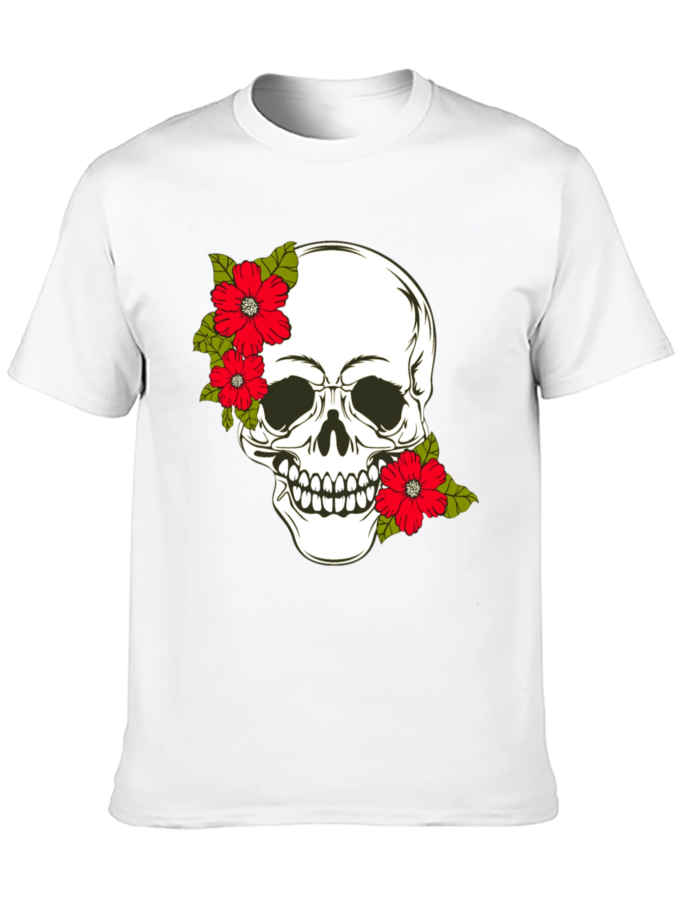 Skull & Floral Graphic Print Tee