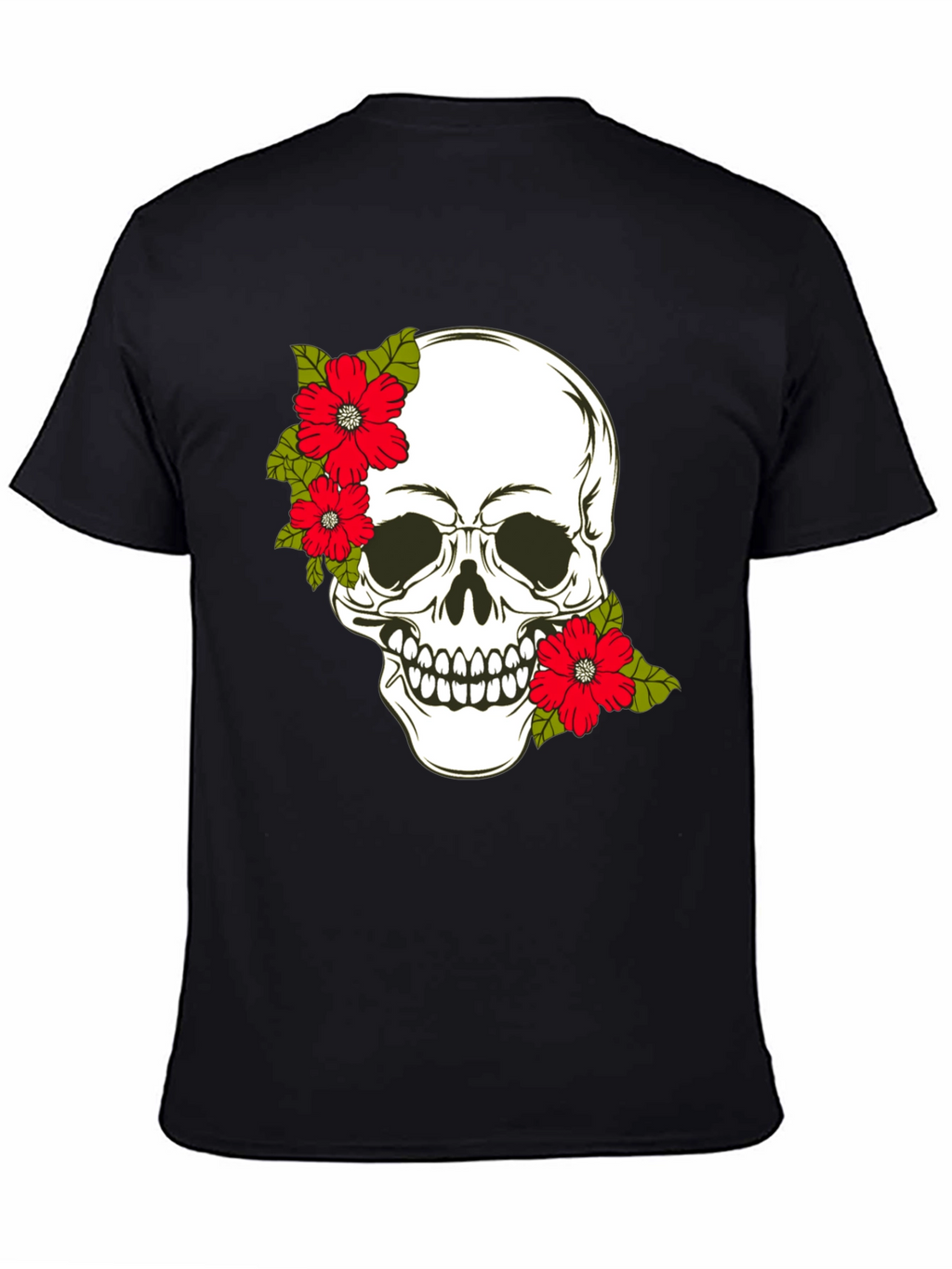 Skull & Floral Graphic Print Tee
