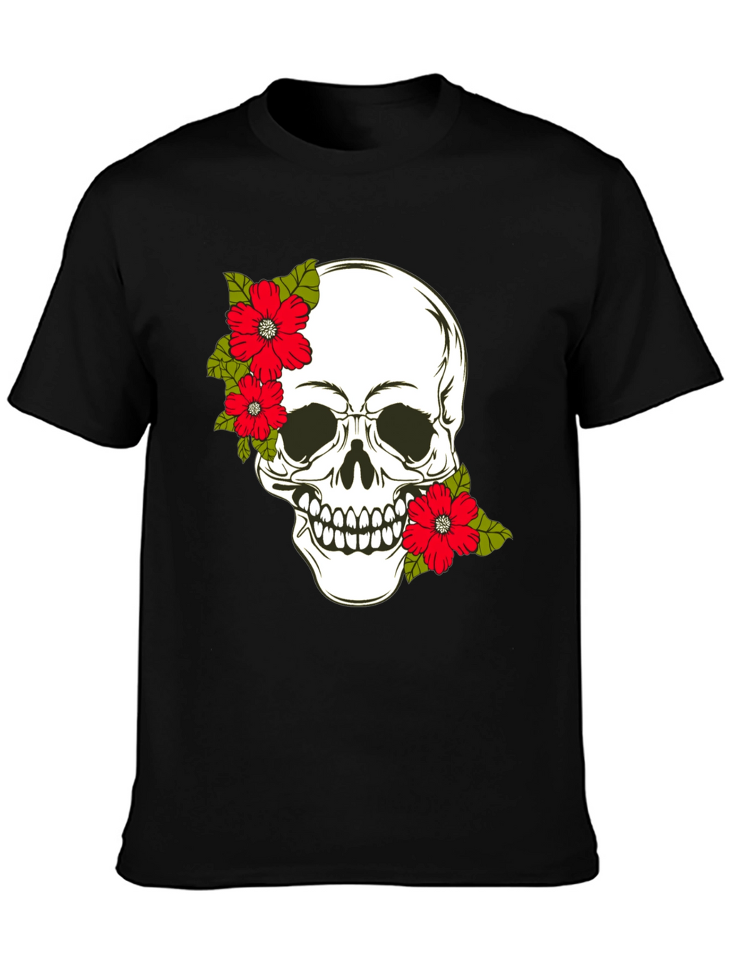 Skull & Floral Graphic Print Tee