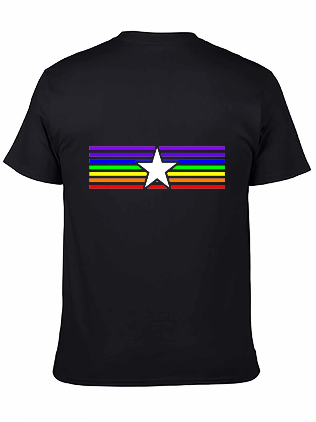 Rainbow Star Pride T-Shirt - Black