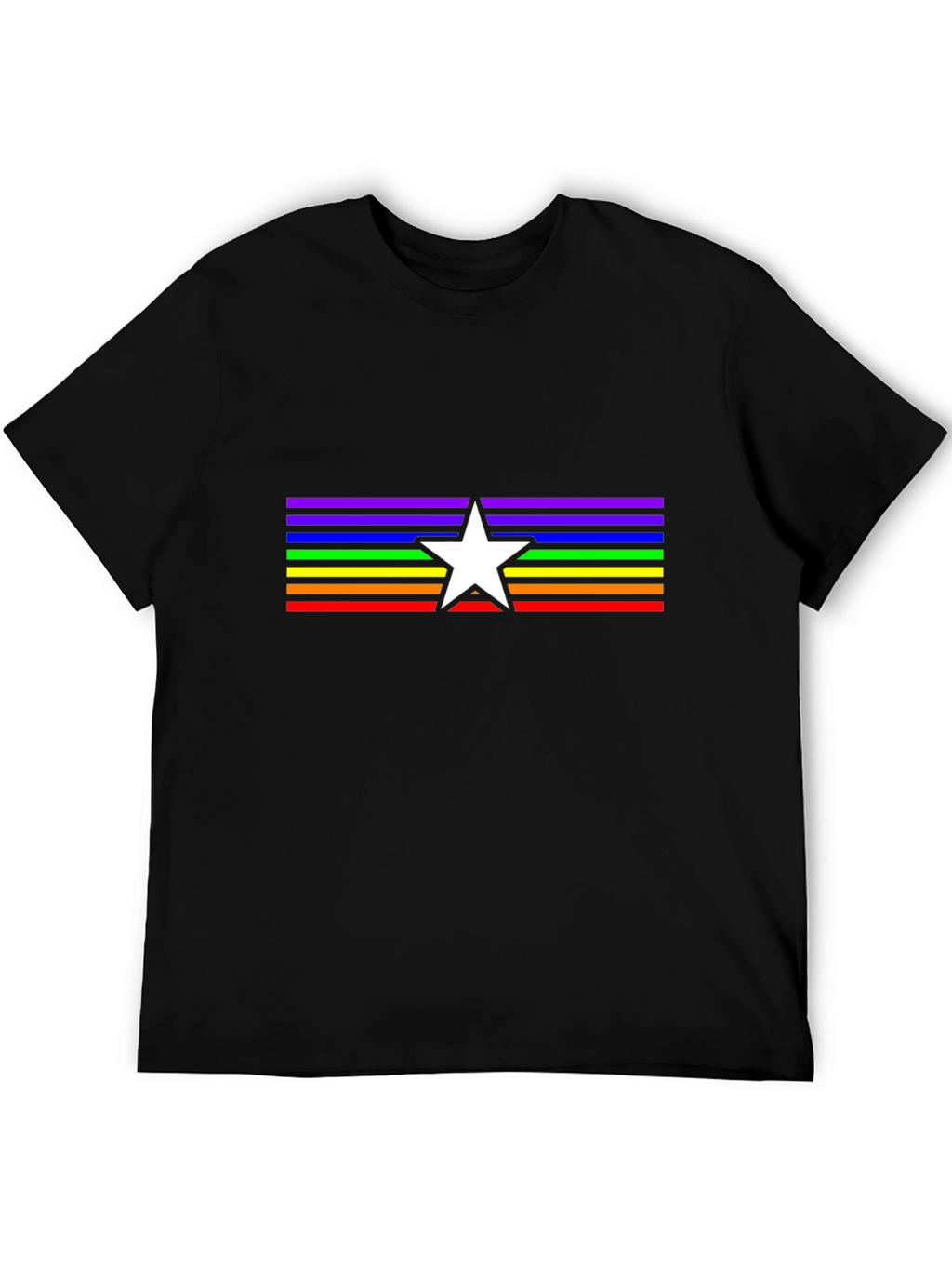Rainbow Star Pride T-Shirt - Black