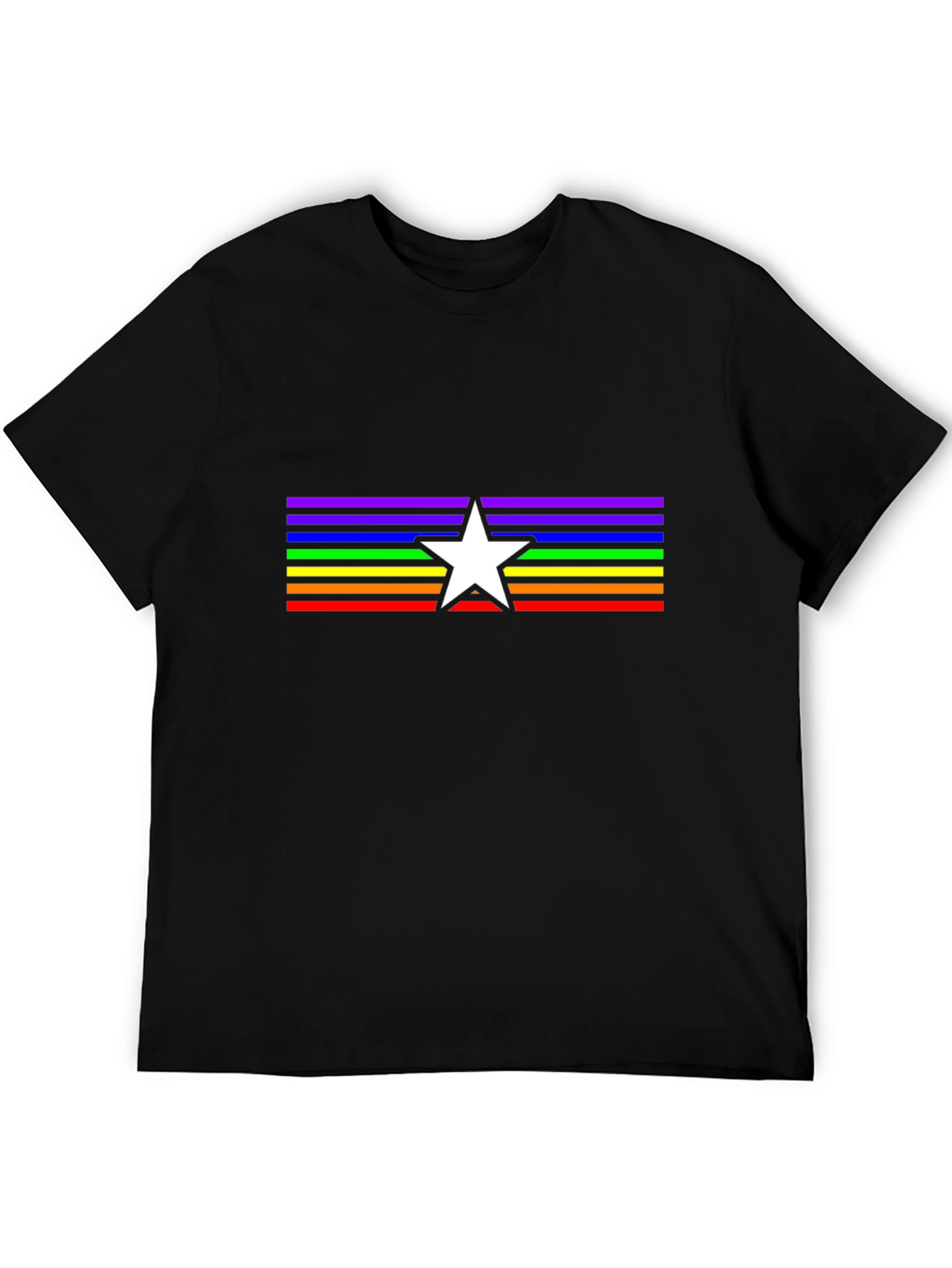 Rainbow Star Pride T-Shirt - Black