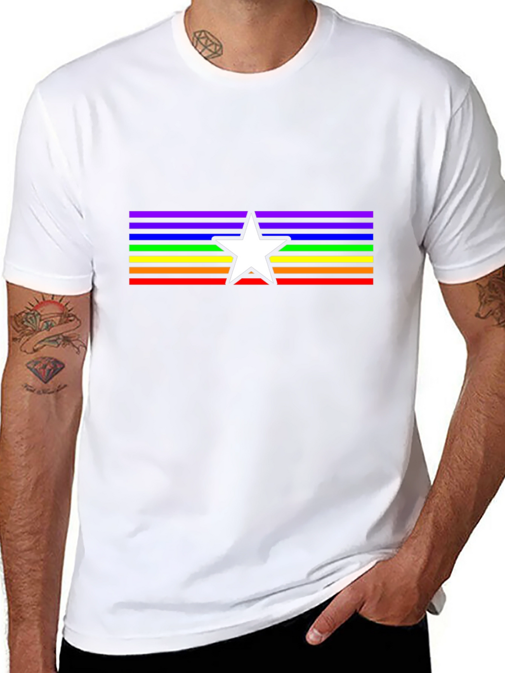 Rainbow Star Pride T-Shirt - Black