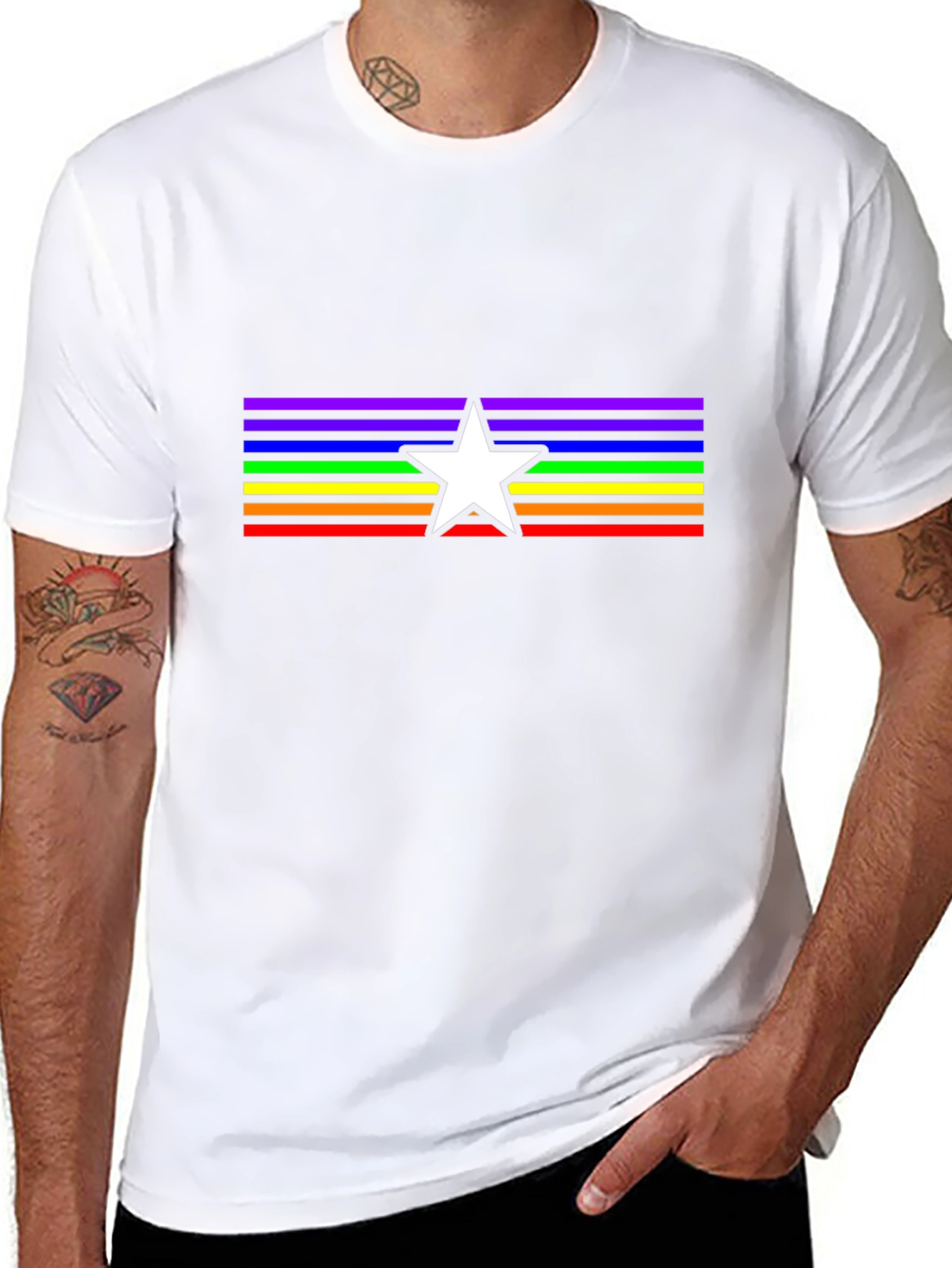 Rainbow Star Pride T-Shirt - Black
