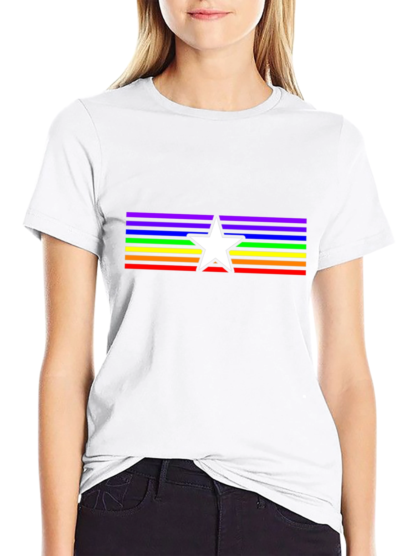 Rainbow Star Pride T-Shirt - Black