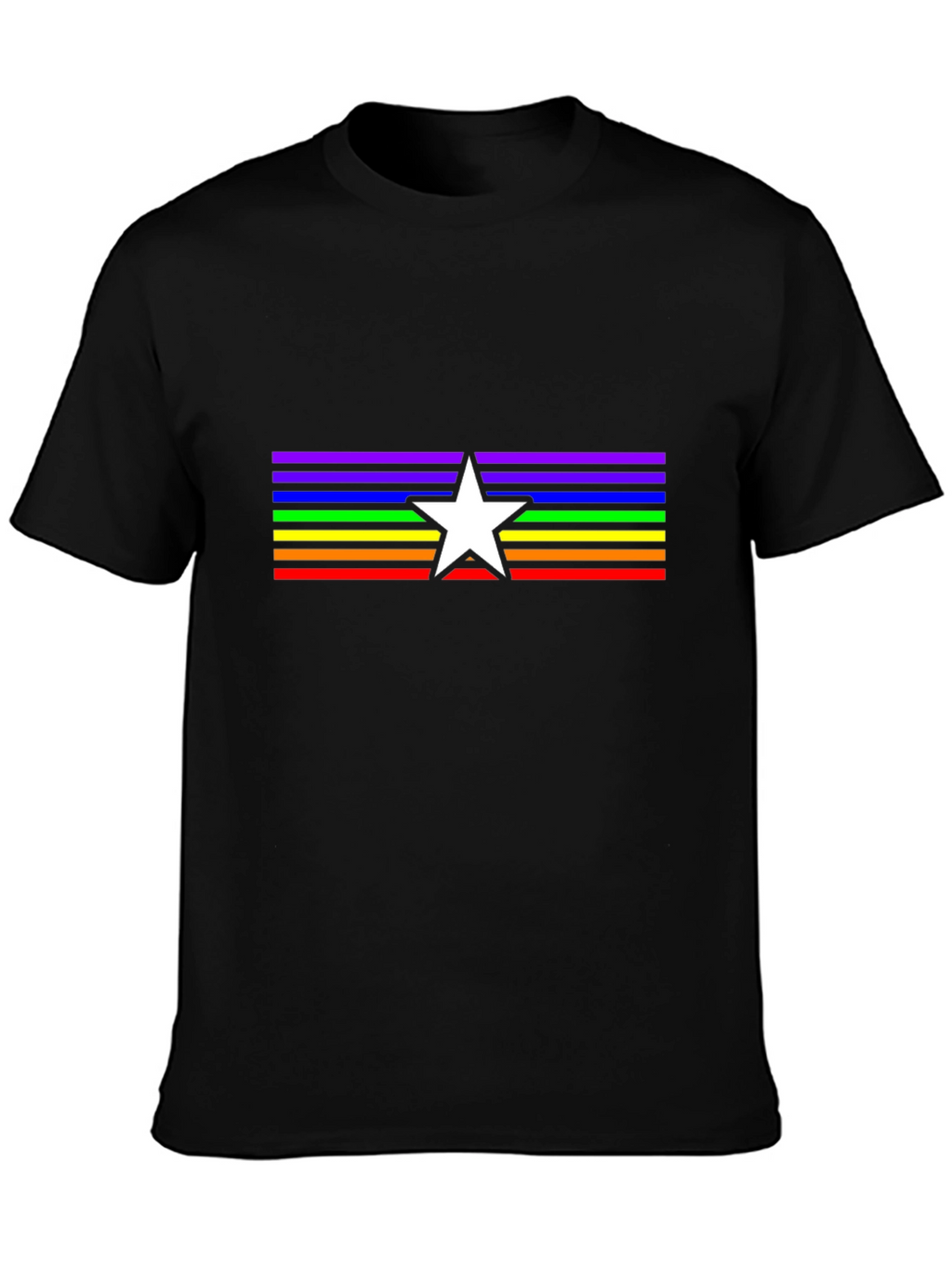 Rainbow Star Pride T-Shirt - Black