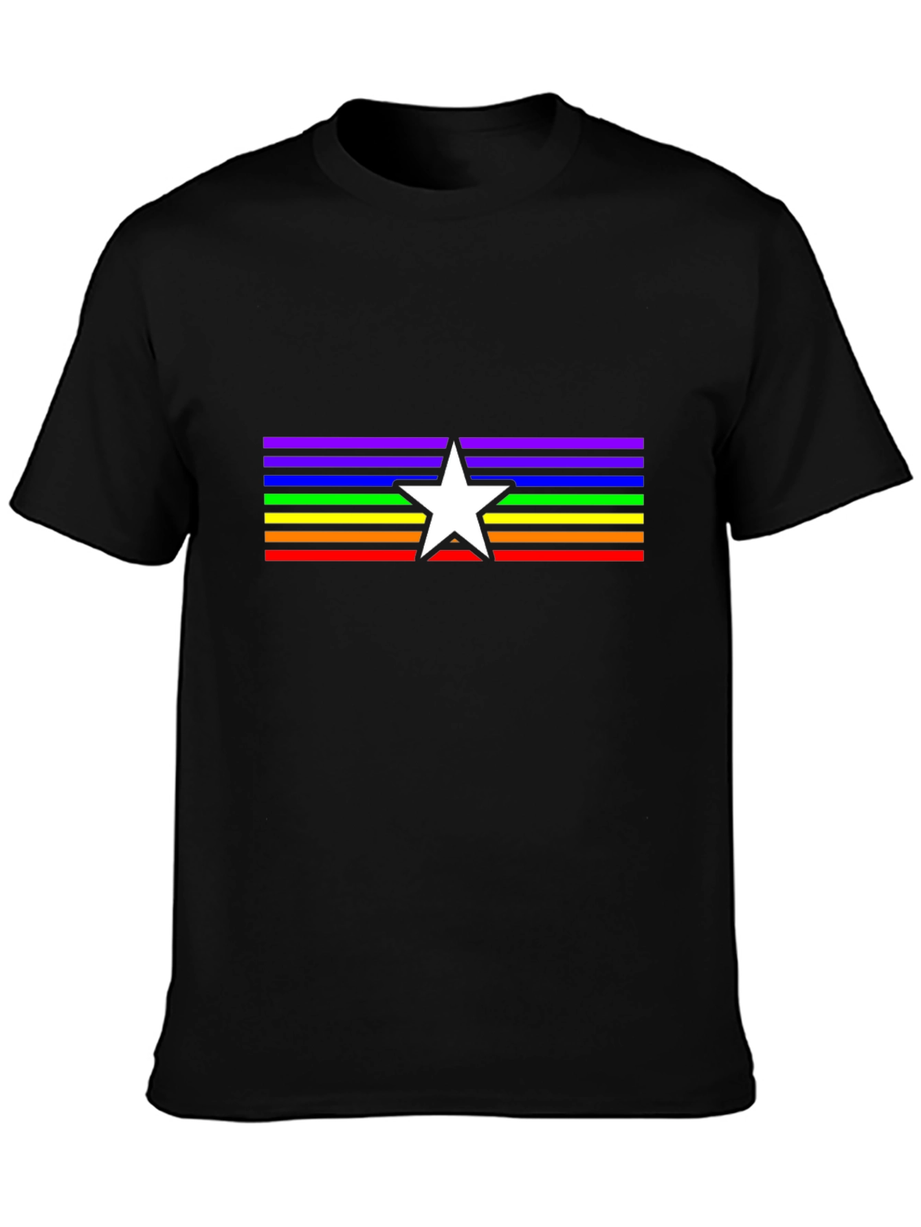 Rainbow Star Pride T-Shirt - Black