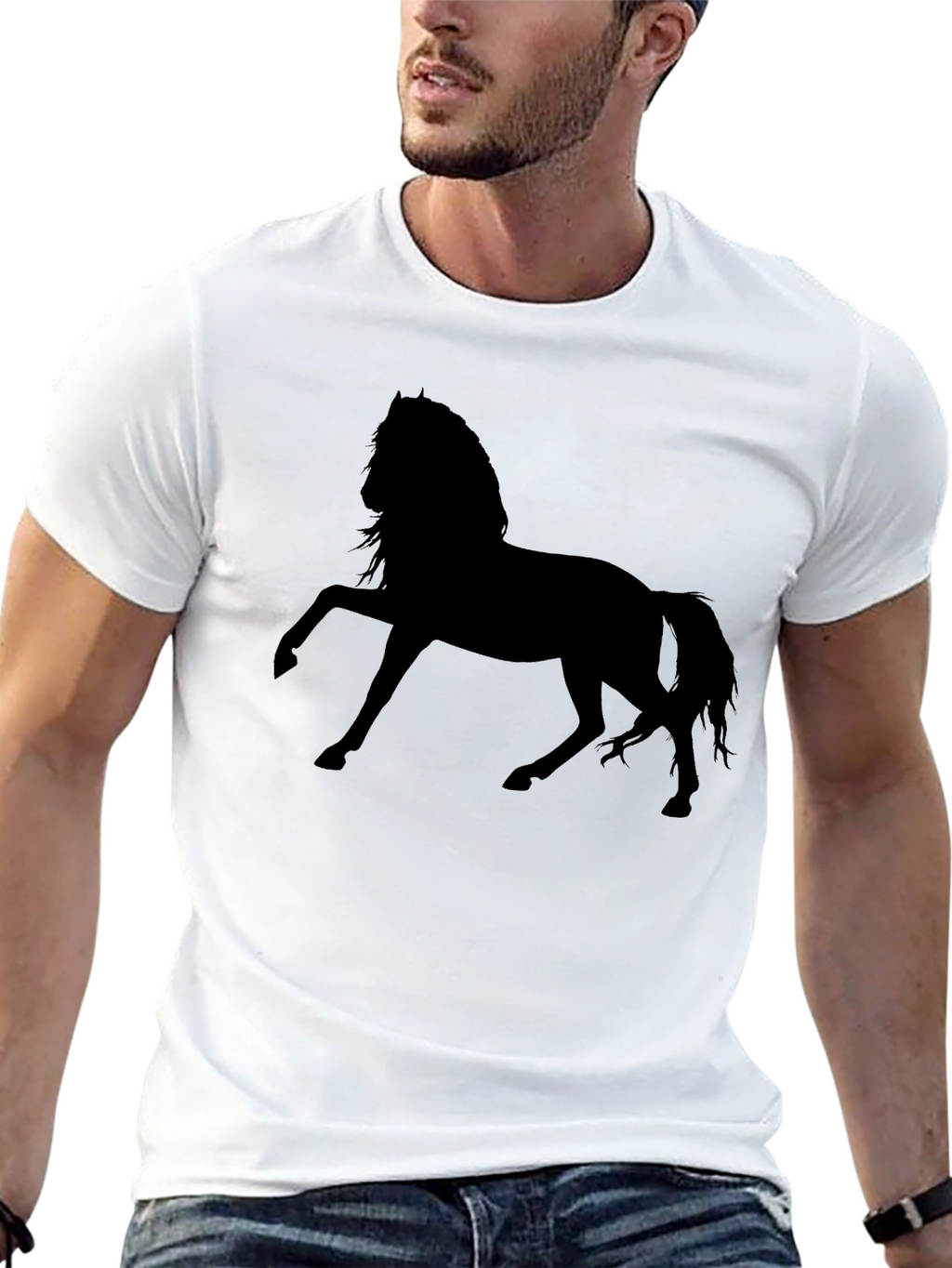 Black Horse Silhouette Graphic T-Shirt