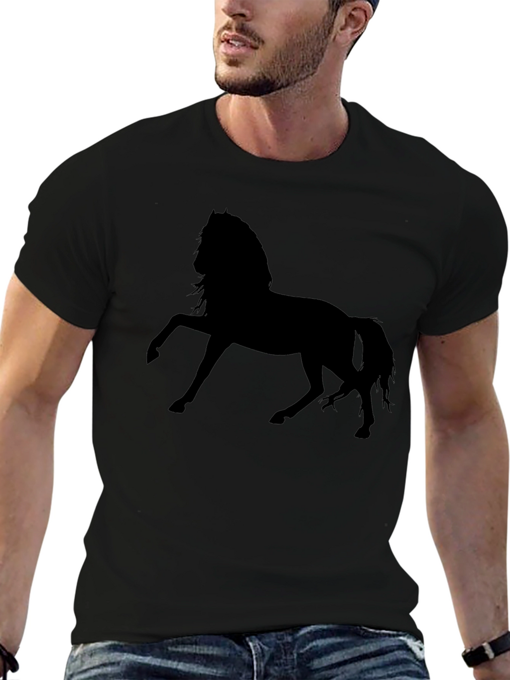 Black Horse Silhouette Graphic T-Shirt