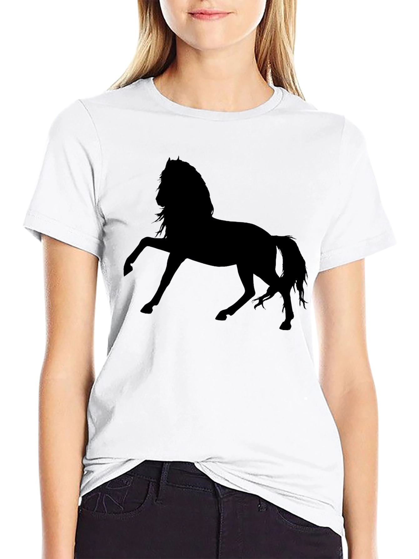 Black Horse Silhouette Graphic T-Shirt