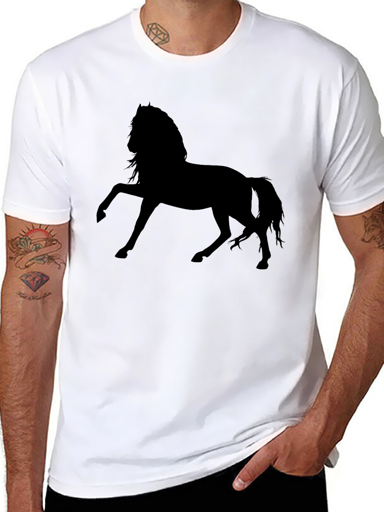Black Horse Silhouette Graphic T-Shirt