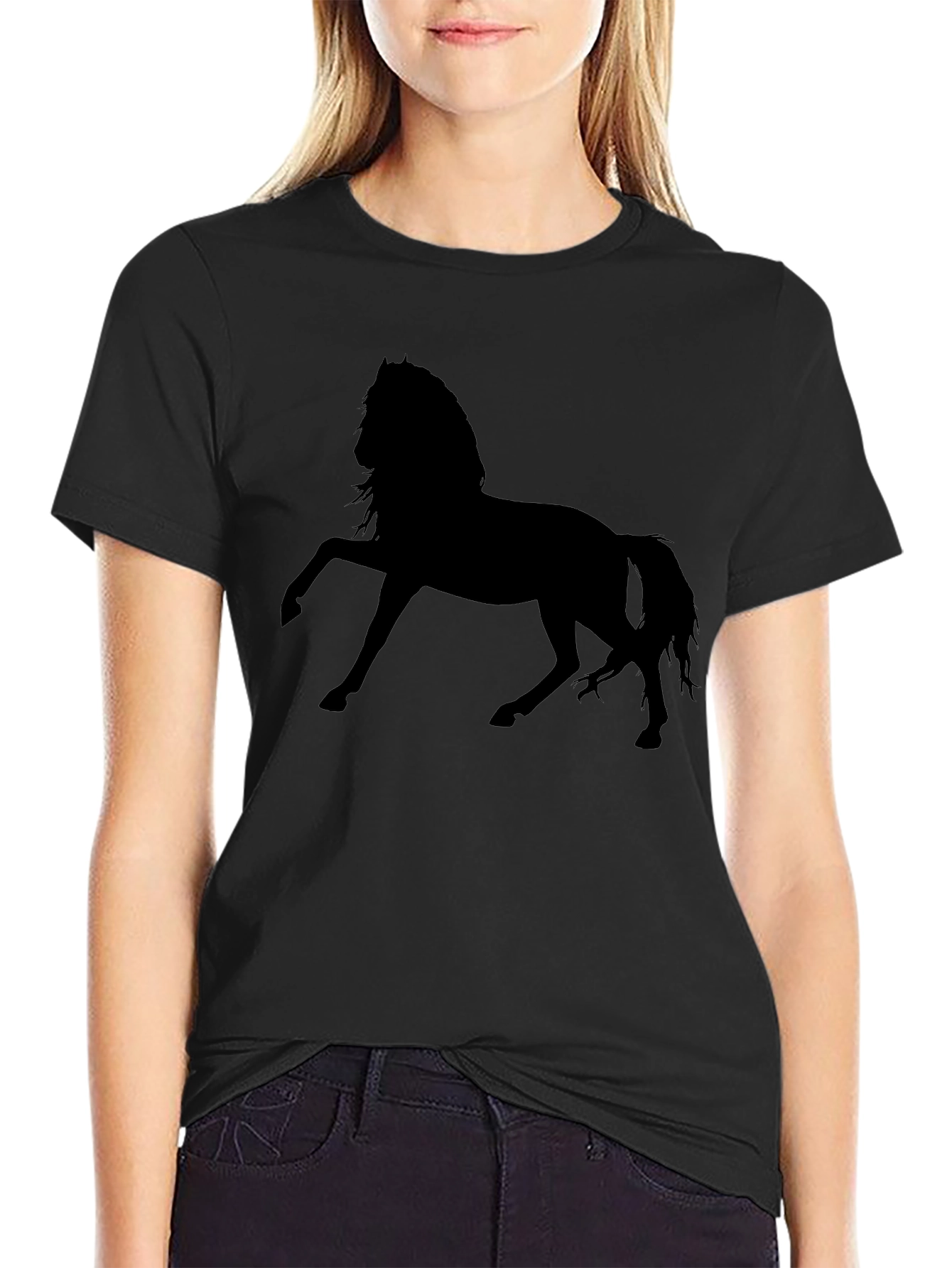 Black Horse Silhouette Graphic T-Shirt