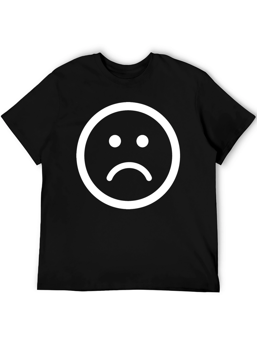Sad Face Graphic Tee - Black Cotton T-Shirt
