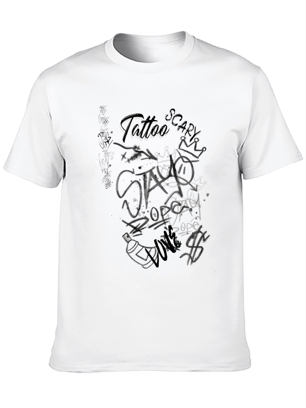Black Graphic T-Shirt - Tattoo Style Print
