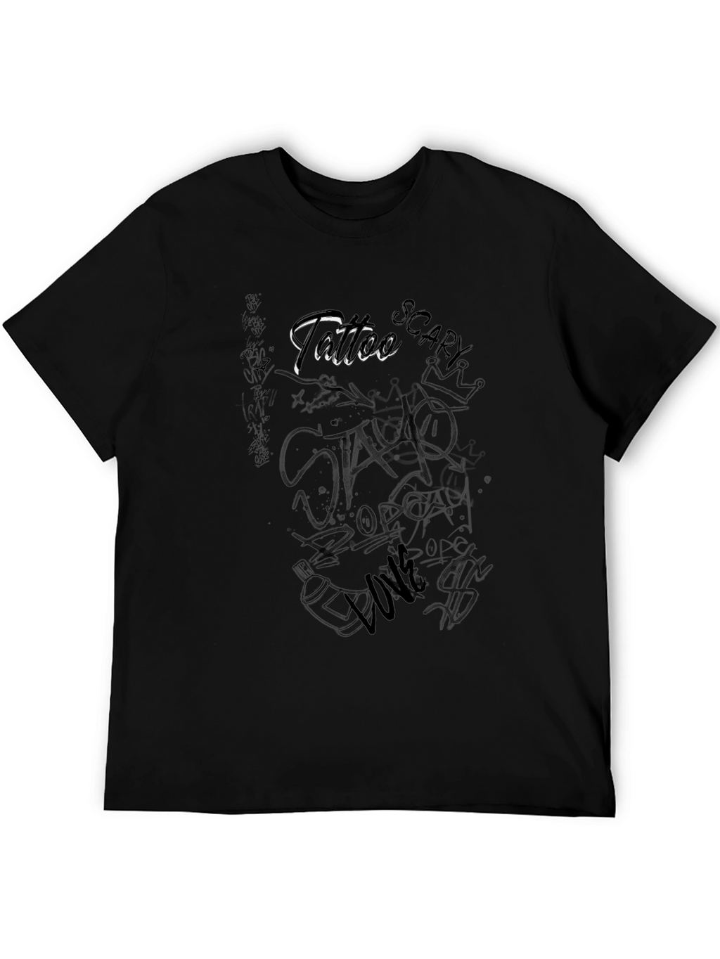 Black Graphic T-Shirt - Tattoo Style Print