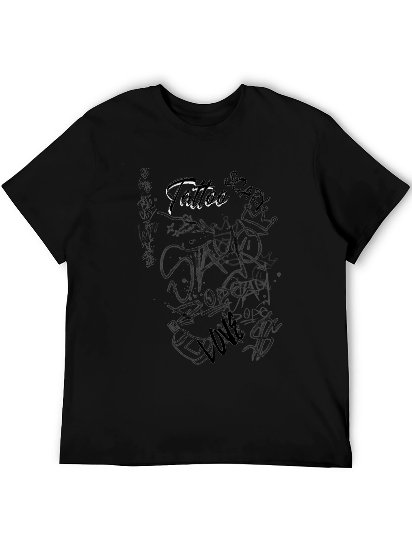 Black Graphic T-Shirt - Tattoo Style Print