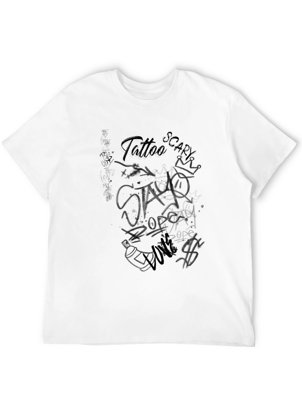 Black Graphic T-Shirt - Tattoo Style Print