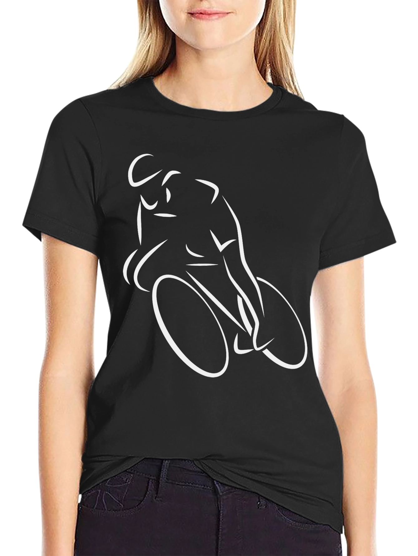 Cycling Silhouette T-Shirt - Black Cotton Tee