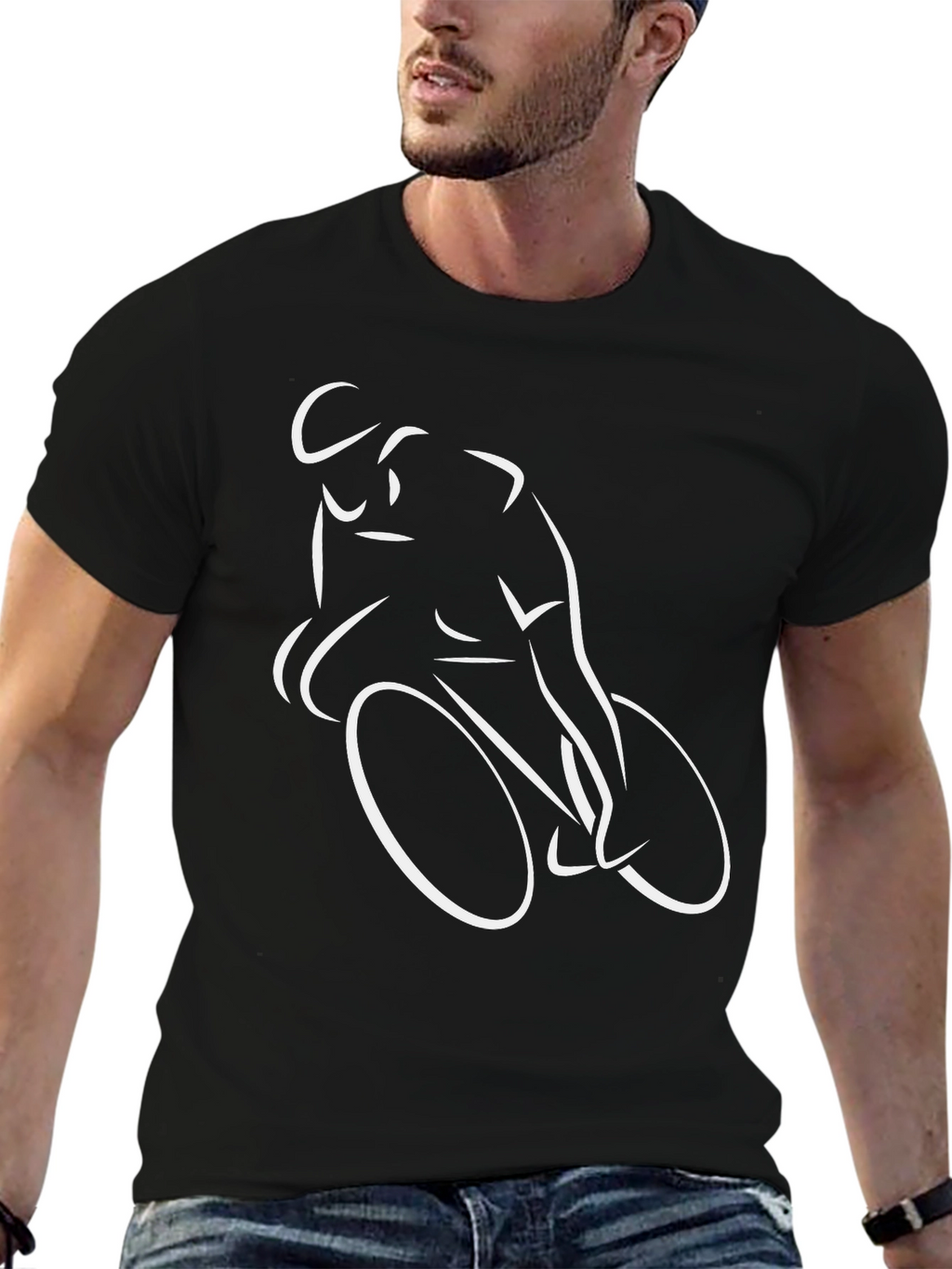 Cycling Silhouette T-Shirt - Black Cotton Tee