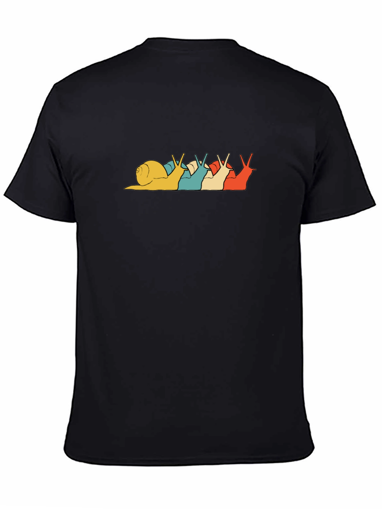 Snail Lineup Graphic Tee - Retro Style Black T-Shirt