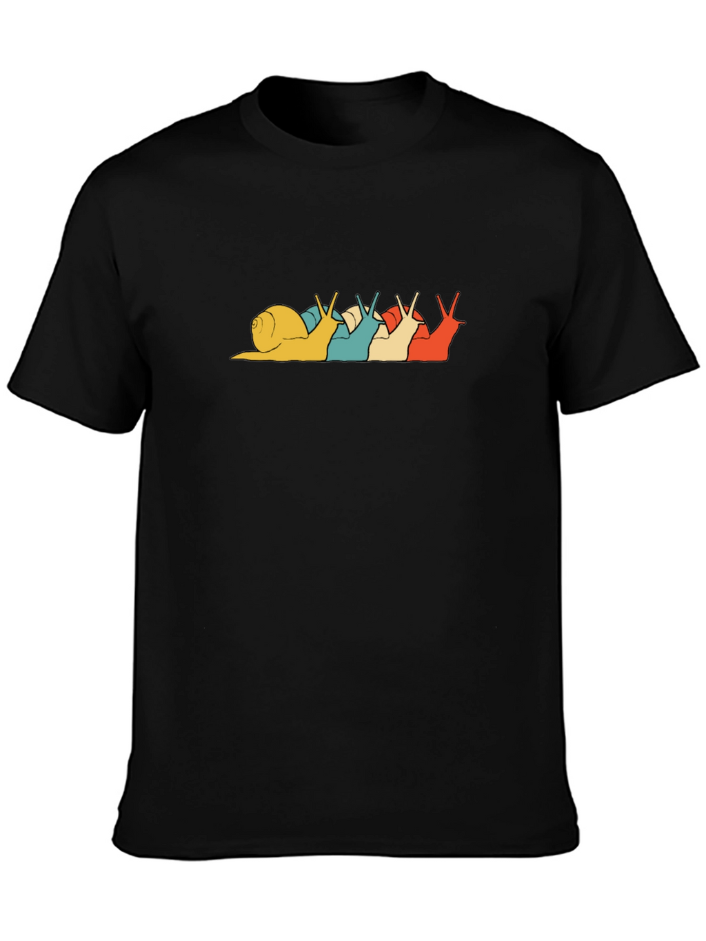 Snail Lineup Graphic Tee - Retro Style Black T-Shirt