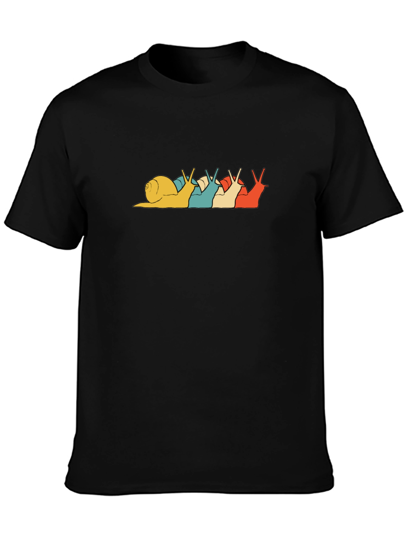 Snail Lineup Graphic Tee - Retro Style Black T-Shirt