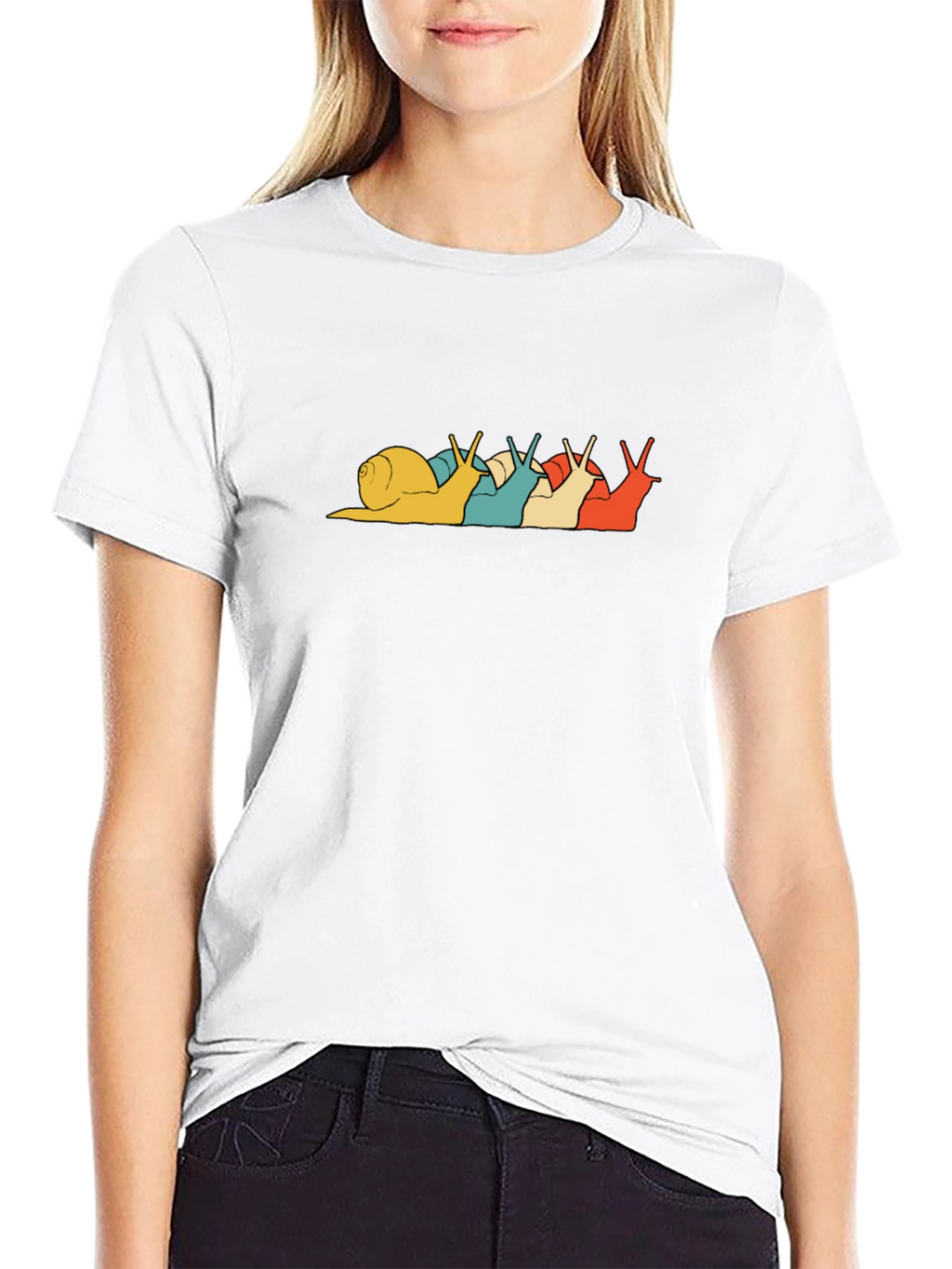 Snail Lineup Graphic Tee - Retro Style Black T-Shirt