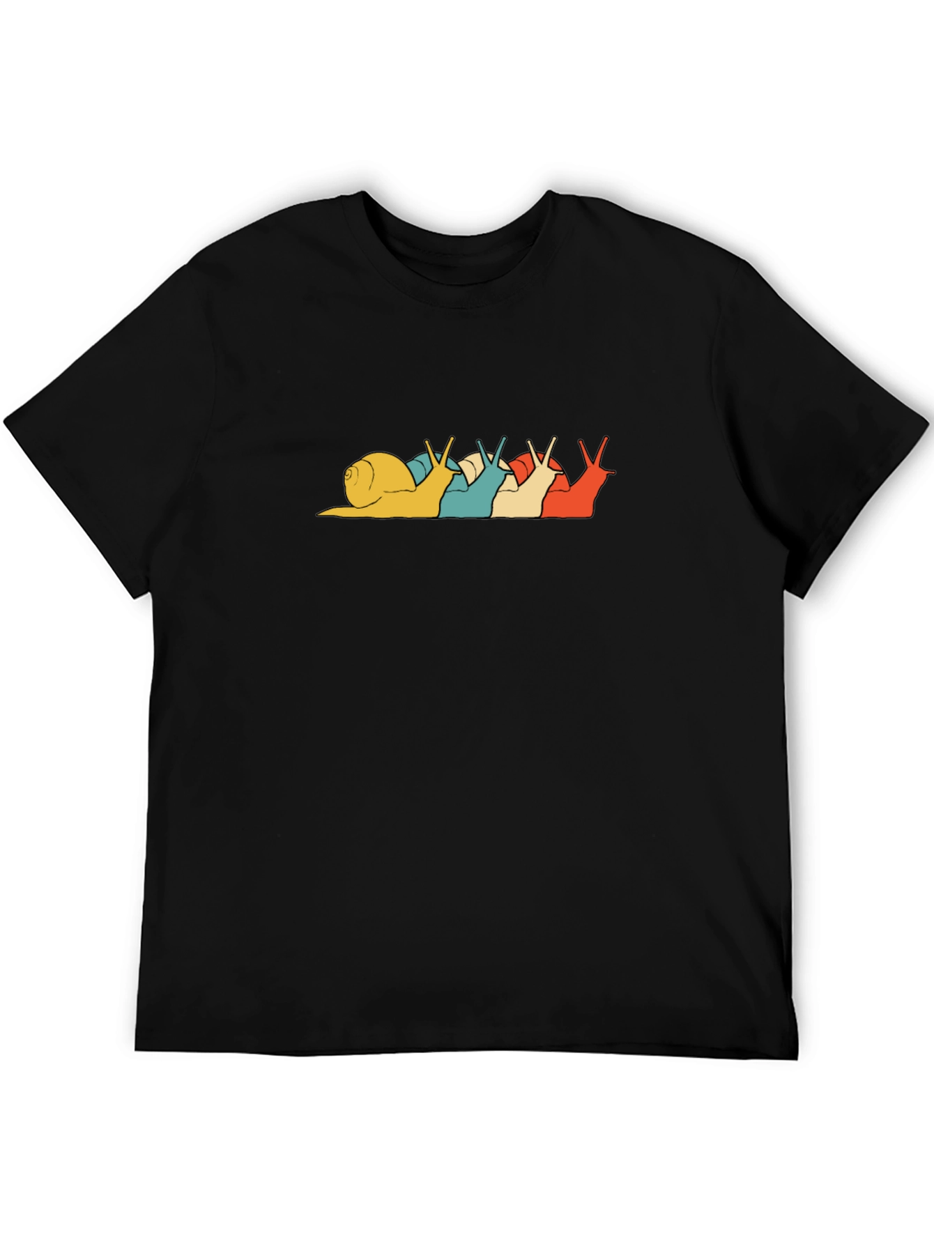 Snail Lineup Graphic Tee - Retro Style Black T-Shirt