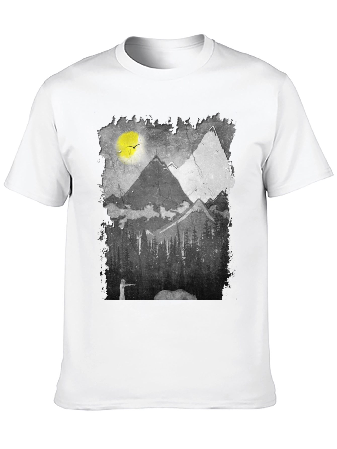 Mountain Scene Graphic Tee - Nature Inspired Black T-Shirt