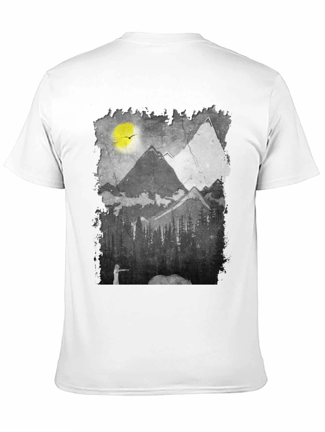 Mountain Scene Graphic Tee - Nature Inspired Black T-Shirt