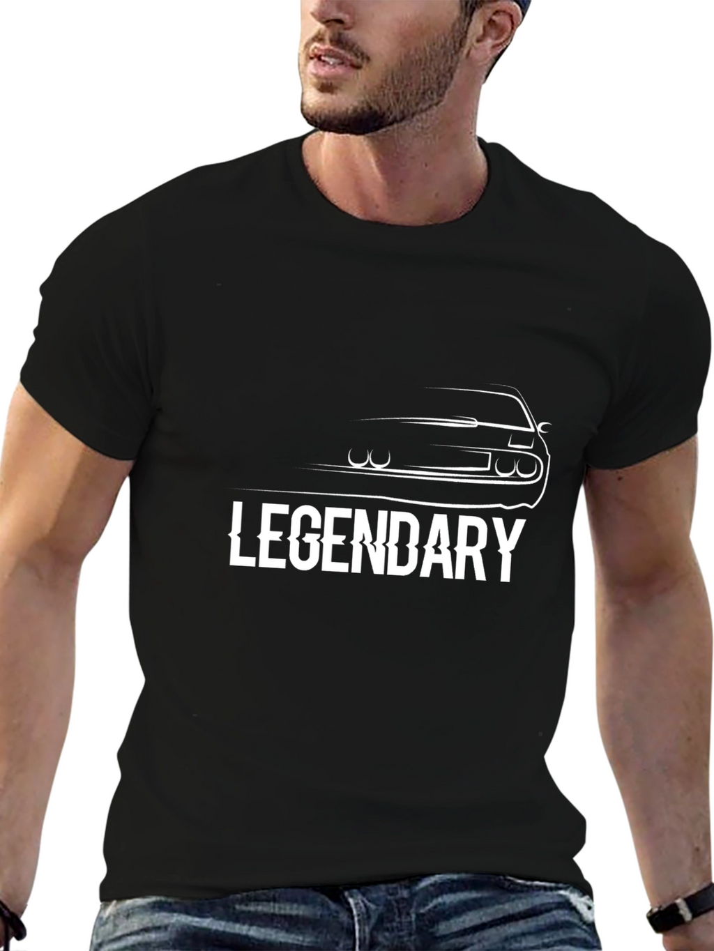 Legendary Car Silhouette Black T-Shirt