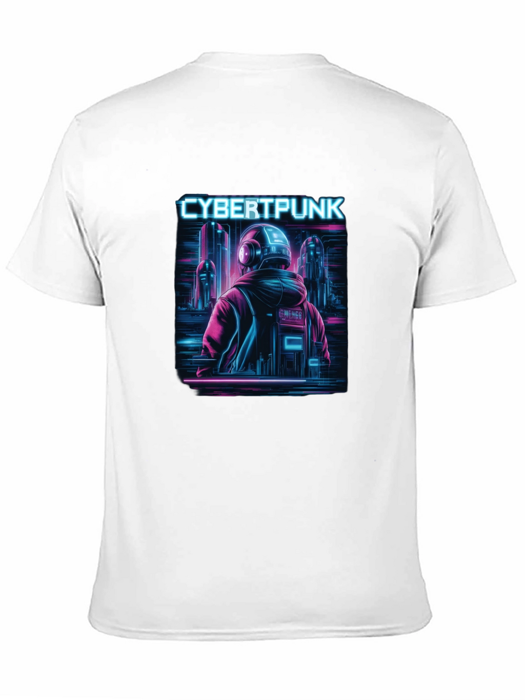 Cyberpunk Neon City Graphic Black T-Shirt