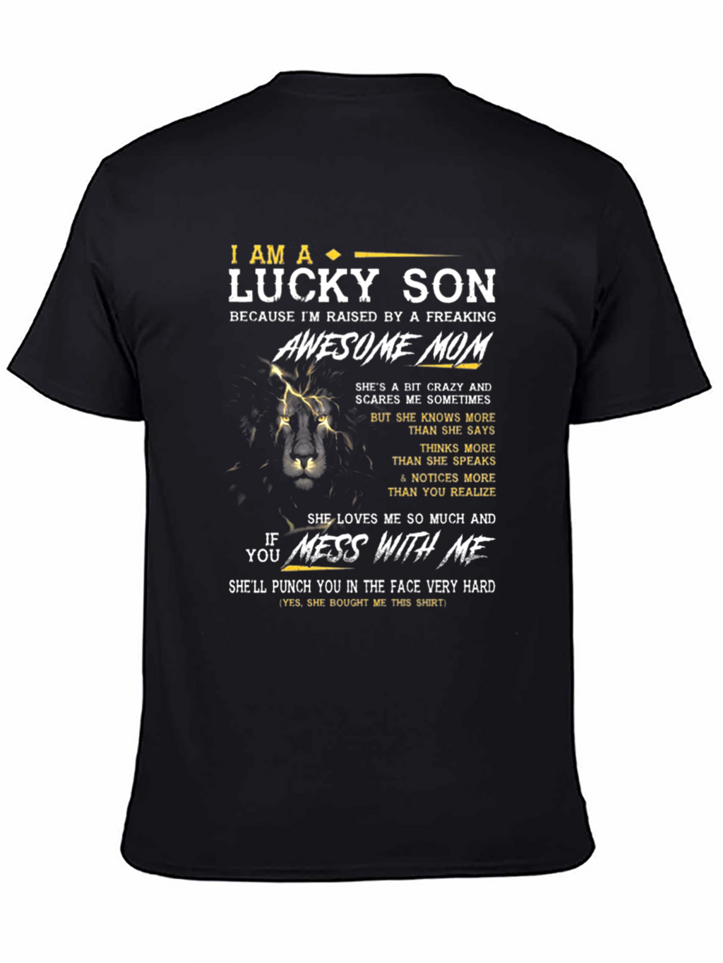 Lucky Son Awesome Mom Black T-Shirt