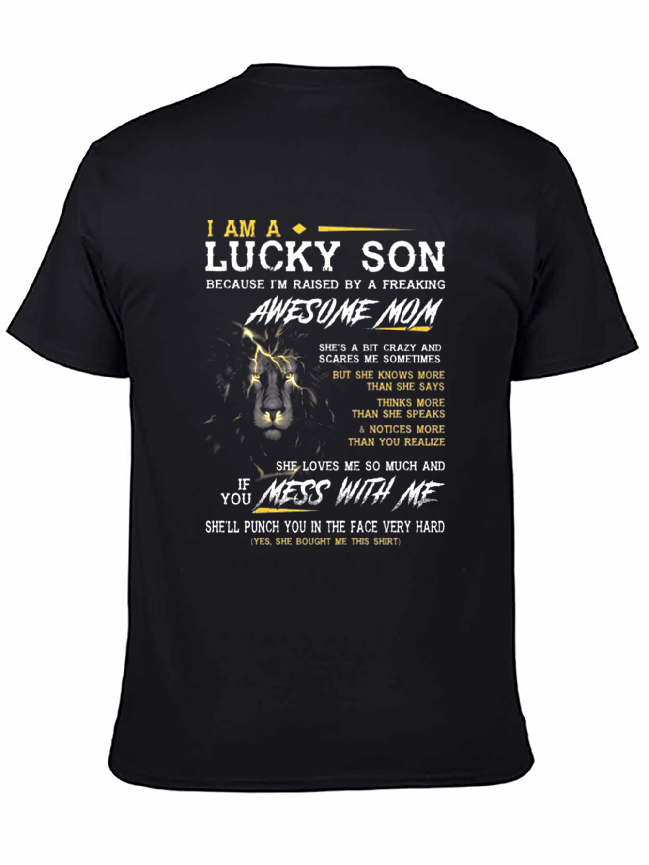 Lucky Son Awesome Mom Black T-Shirt